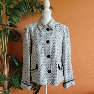 3/$25 NWT George Blazer Jacket Tweed Black White 18 Up Town